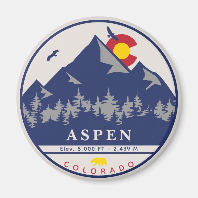 Íman Aspen Colorado Retro Sunset Camping Souvenirs (Frente)