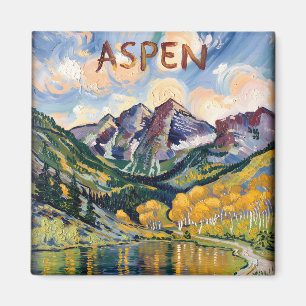 Íman Aspen Colorado Van Gogh Style Mountain Landscape
