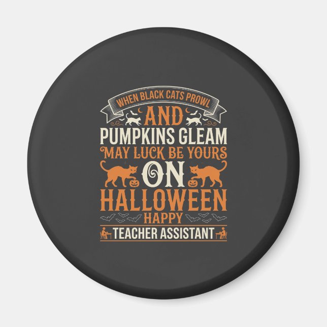 Íman Assistente de Professor de Halloween Gatos Pretos  (Frente)