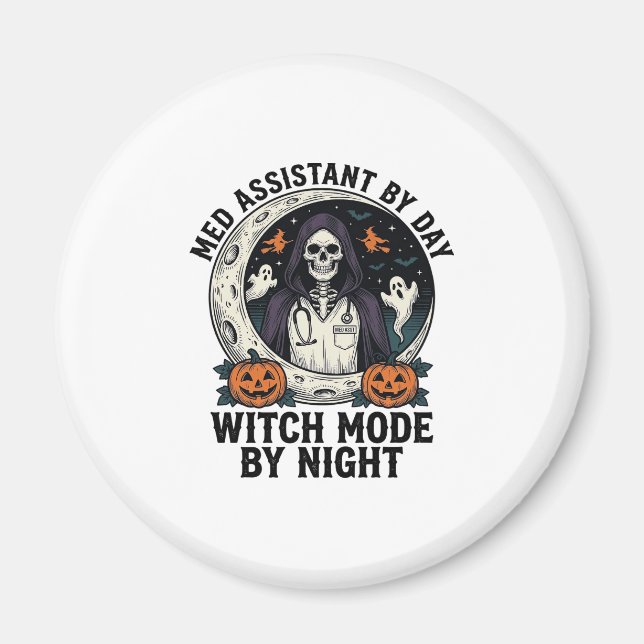 Íman Assistente Médico Bruxas de Halloween Gravura Vint (Frente)