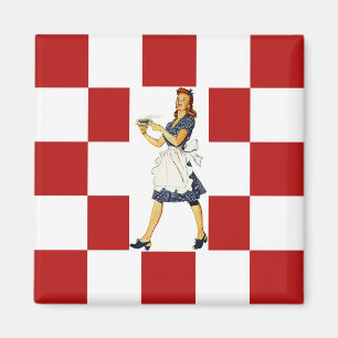 Íman Assoalho RETRO & senhora do meio século da COZINH
