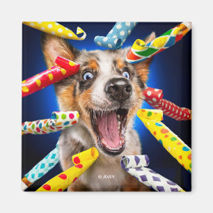Íman Assopradores de Festa de Cachorro Feliz