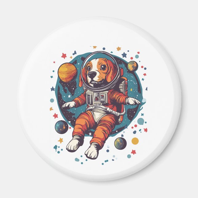 Íman Astronaut Beagle � Cão Explorador Espacial (Frente)