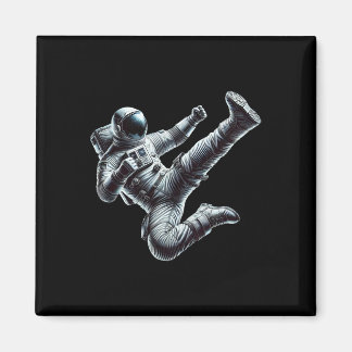 Íman Astronaut Performing A Powerful Karate Kick Martia