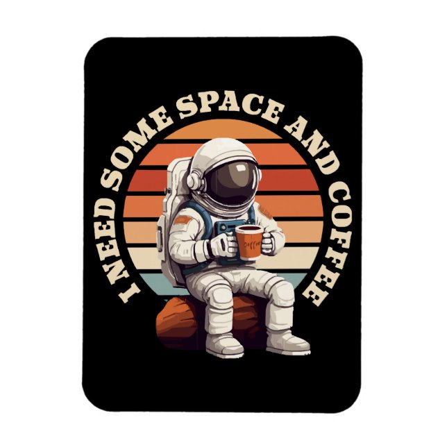 Íman Astronauta Bebendo Café (Vertical)