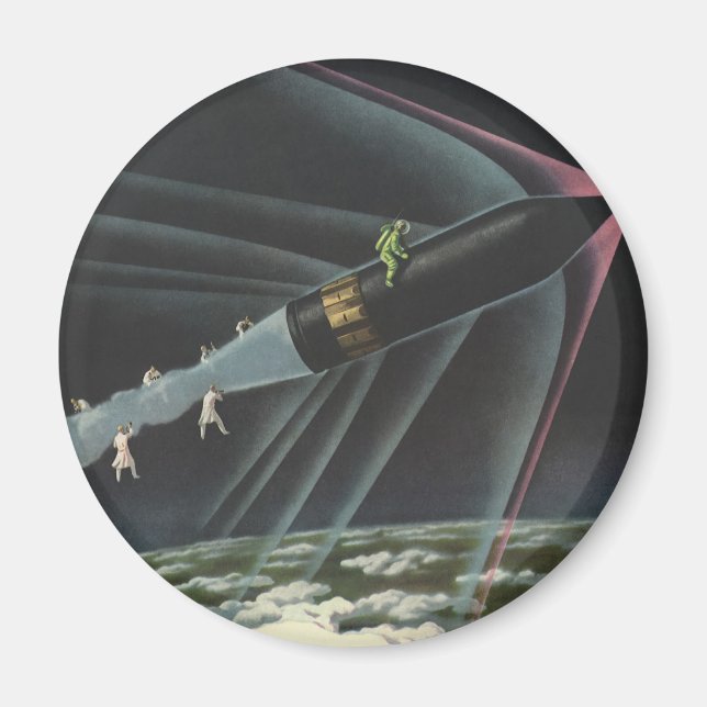 Íman Astronauta de Ficção Científica Vintage montando u (Frente)