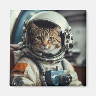 Íman Astronauta de Gato cinza no Espaço Exterior