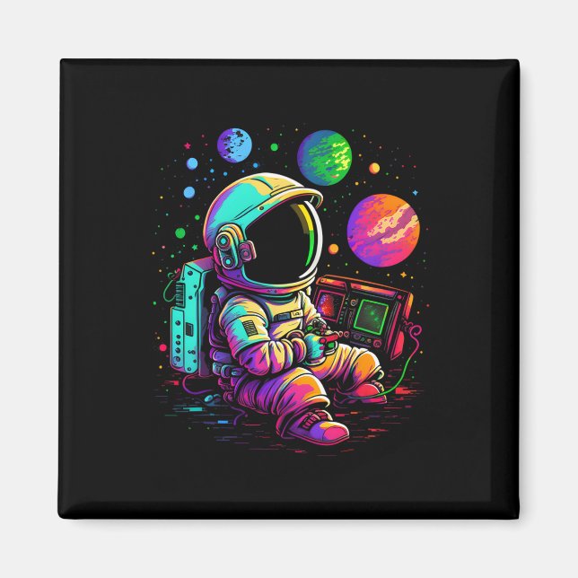 Íman Astronauta de Jogos Universos em Planetas de Arcad (Frente)