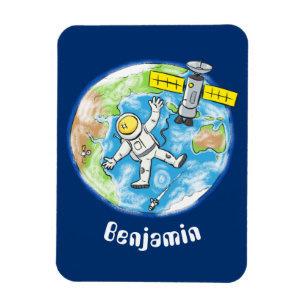 Íman Astronauta engraçado no espaço e na terra