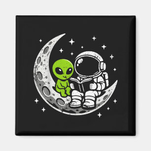 Íman Astronauta lendo livro alienígena lua espaço 