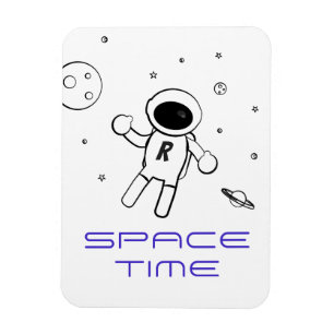 Íman Astronauta no espaço - arte esboçada em preto &