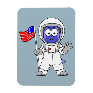 Íman Astronauta Parasaurolophus Segurando Bandeira Amer