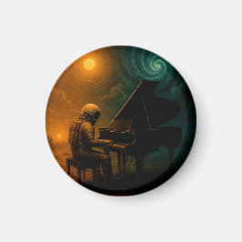 Íman Astronauta Tocando Piano na Realidade Dividida - S