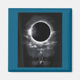 Íman Astronauta Vintage Eclipse Espacial Ciência