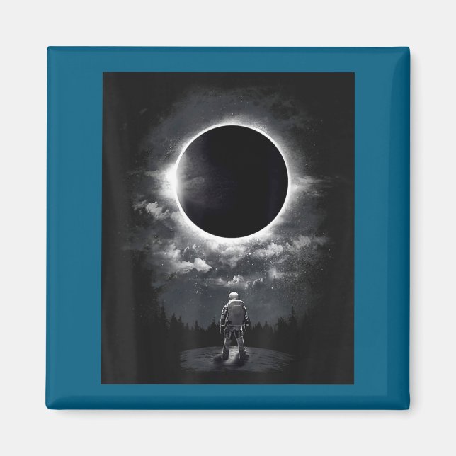 Íman Astronauta Vintage Eclipse Espacial Ciência (Frente)