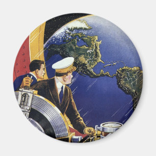 Íman Astronautas de ficção científica em vintage orbita