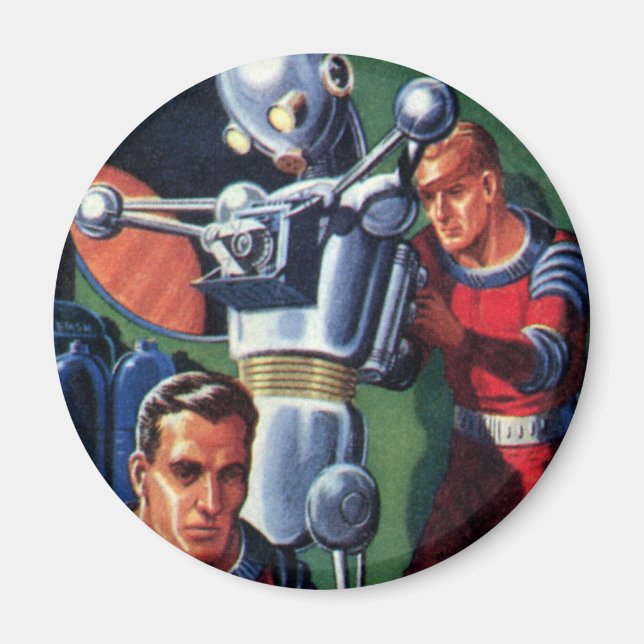 Íman Astronautas de Ficção Científica Vintage consertan (Frente)