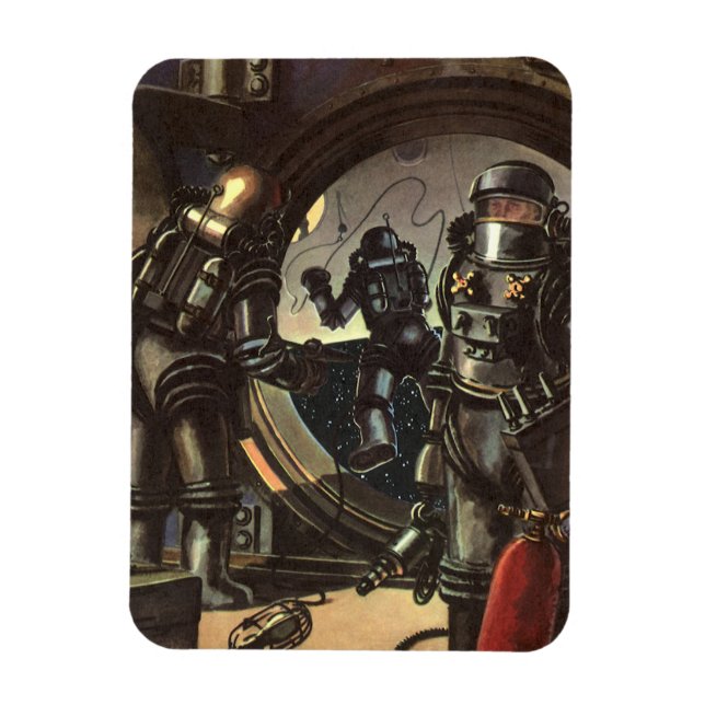 Íman Astronautas de Ficção Científica Vintage em uma Ca (Vertical)