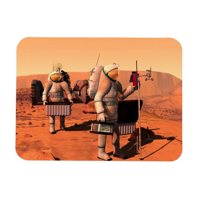 Íman Astronautas Montando Equipamento Meteorológico Em  (Horizontal)