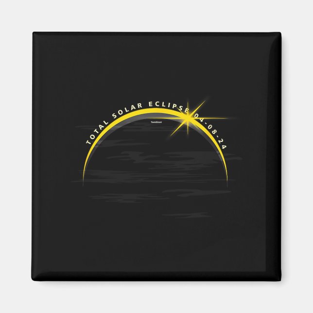 Íman Astronomia eclipse solar abril 2024 lua relógio As (Frente)