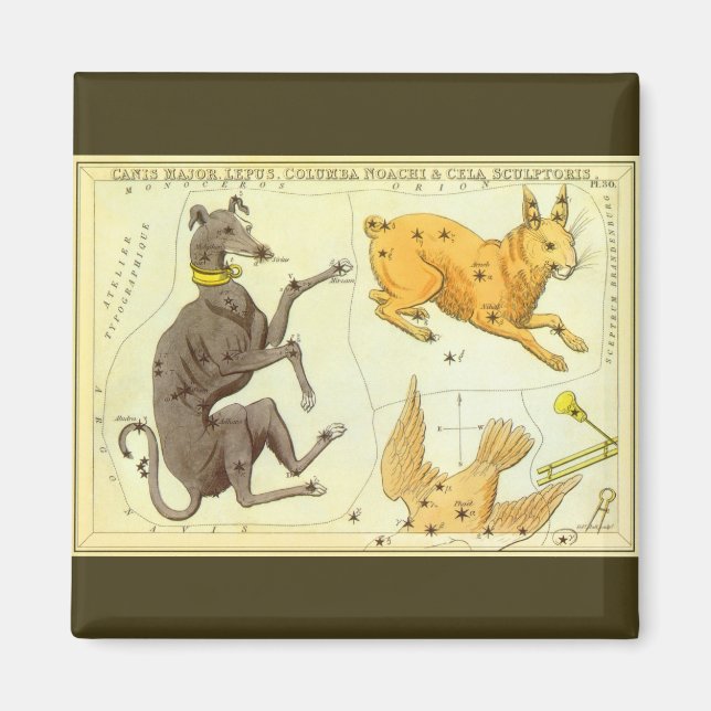 Íman Astronomia Vintage, Carta Celeste de Mapa Estelar  (Frente)