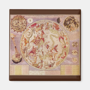 Íman Astronomia Vintage, Mapa Celeste por Carel Allard