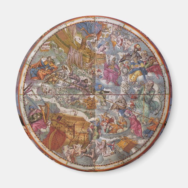 Íman Astronomia Vintage, Mapa de Constelações Cristãs (Frente)