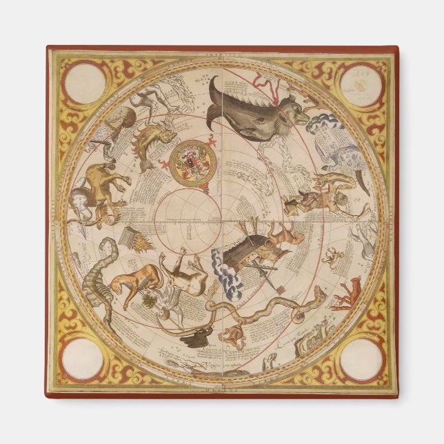 Íman Astronomia Vintage, Mapa Estelar Planisfério Celes (Frente)