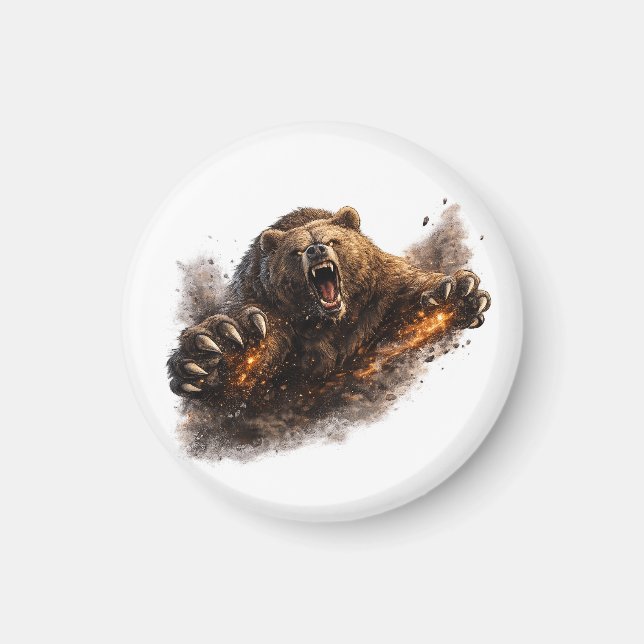 Íman Ataque Feroz de Urso – Design de Animal de Poder (Frente)