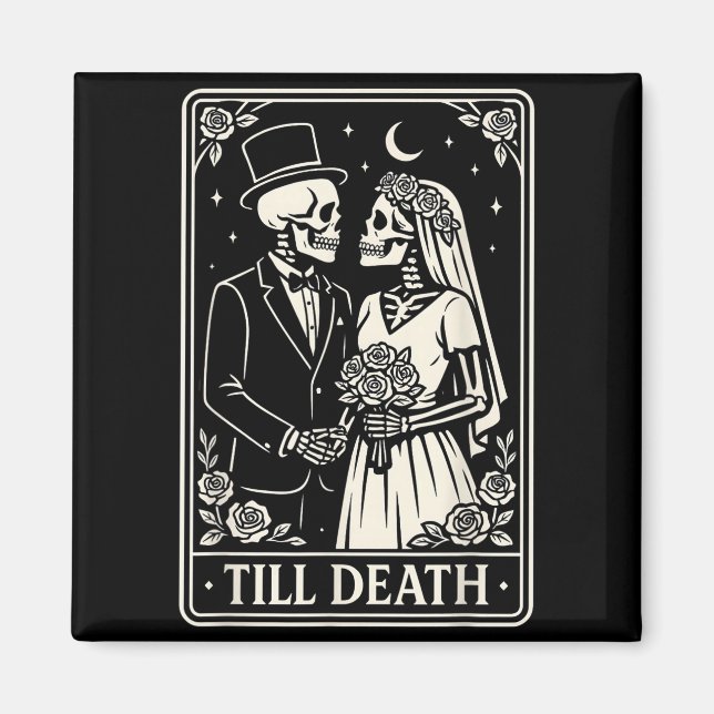 Íman Até a Morte Esqueleto Amor Casais Casamento Gótico (Frente)