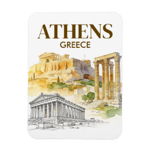 Íman Atenas Grécia Acrópole Aquarela Esboço Viagem
