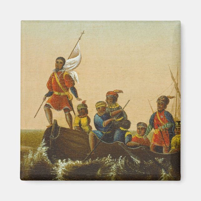 Íman Aterrissagem de Columbus, c.1837 (óleo na canvas) (Frente)