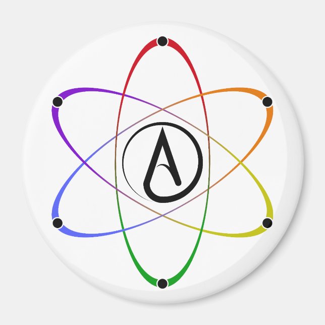 Íman Atheist Atom Symbol Rainbow (Frente)