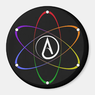 Íman Atheist Atom Symbol Rainbow White