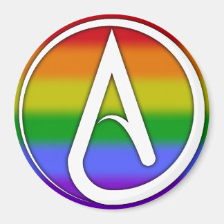 Íman Atheist Symbol White over Rainbow