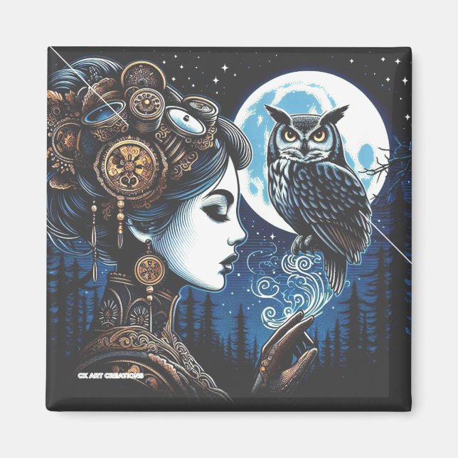 Íman Athena e seu coruja Magnet (Frente)