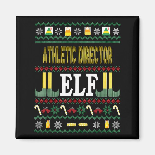 Íman Athletic Director Elf Funny Christmas Gift  (Frente)