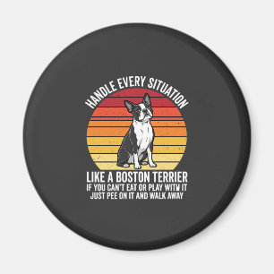 Íman Atitude de Cachorro Retro Engraçado Boston Terrier