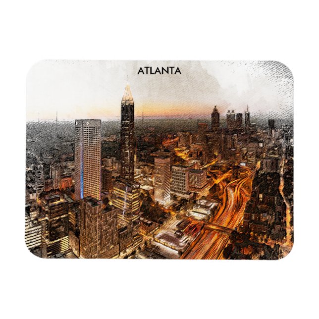 Íman Atlanta Georgia Skyline Panorama View (Horizontal)