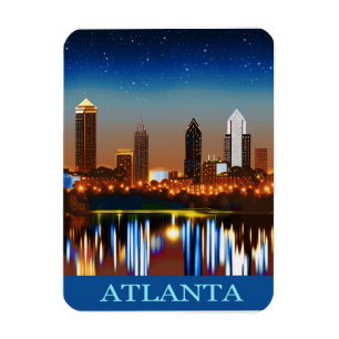 Íman Atlanta Skyline by Night com Reflexões