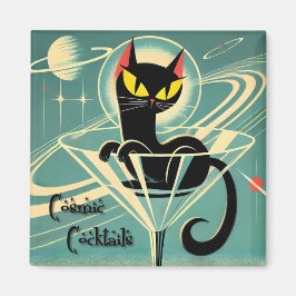 Íman Atomic Futuristic Space Age Black Cat Martini