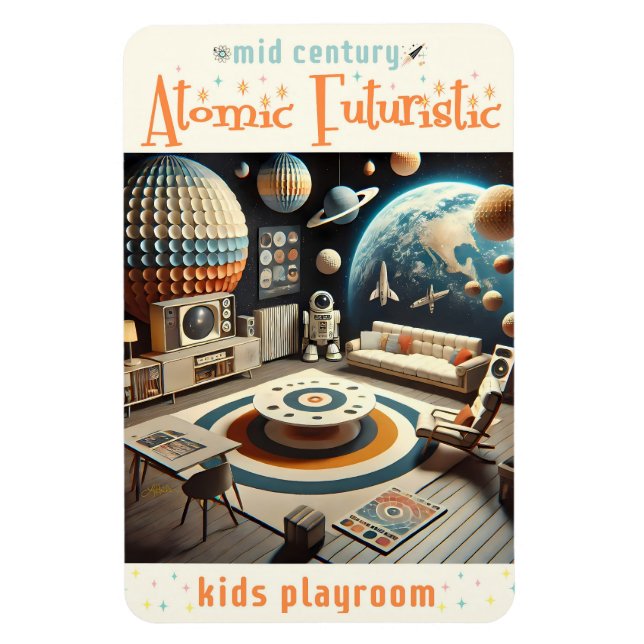 Íman Atomic Futuristic Space Age Kids Playroom (Vertical)