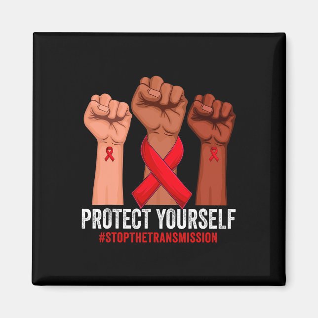 Íman Aumentar a Mão Proteja-se da Consciência HIVAIDS (Frente)