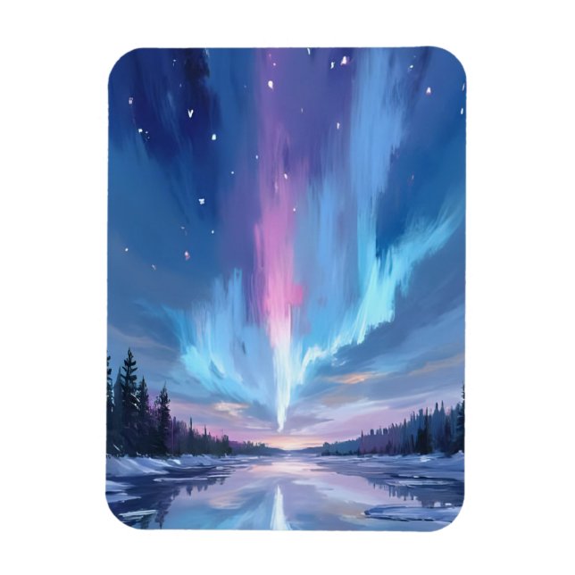 Íman Aurora Boreal Aquarela Luzes do Norte Pintada (Vertical)