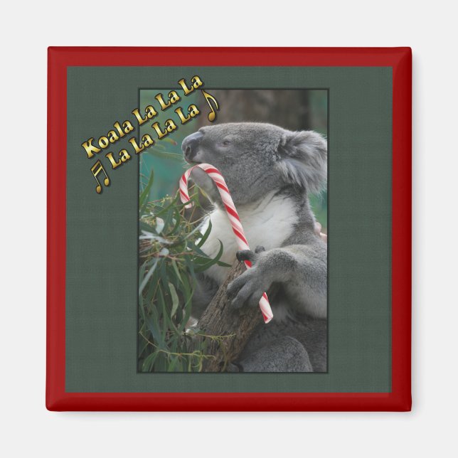 Íman Aussie Christmas Koala com Candy Cane (Frente)