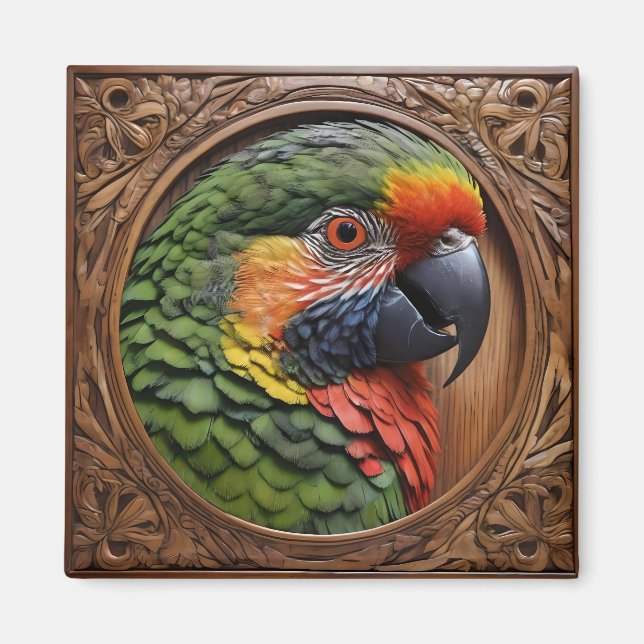 Íman Aussie Spirit: Um Lorikeet Empoleirado Em Madeira  (Frente)