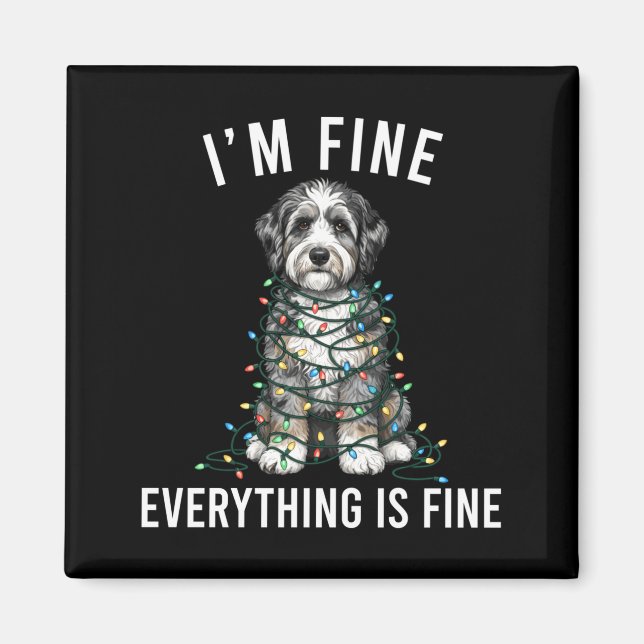 Íman Aussiedoodle Christmas I'm Fine Everything Is Fine (Frente)