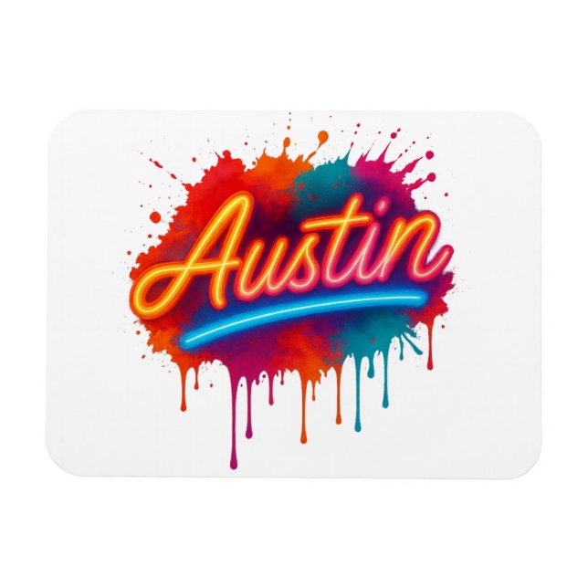 Íman Austin Neon Street Art & Poster Design (Horizontal)
