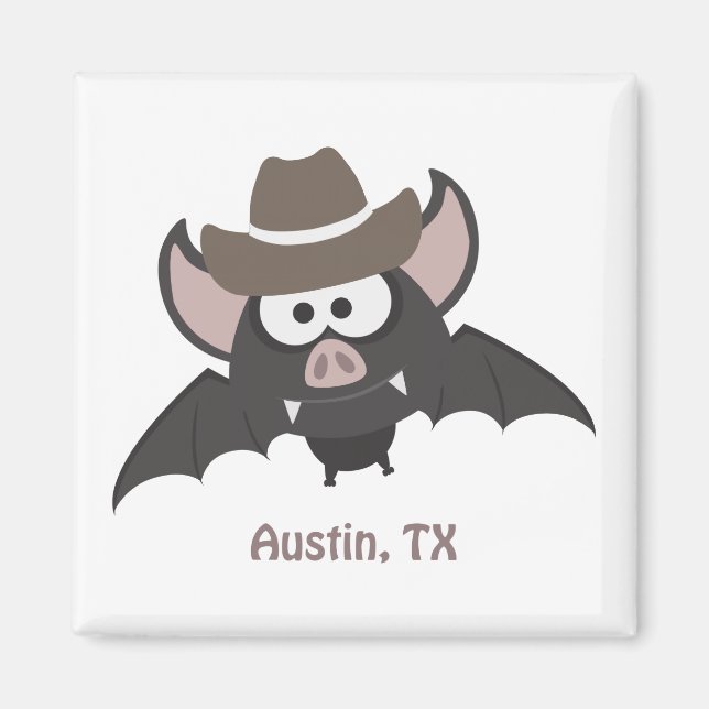 Íman Austin Texas Cute Cartoon Cowboy Bat (Frente)