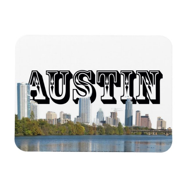 Íman Austin TX Skyline com Austin no Sky Magnet (Horizontal)